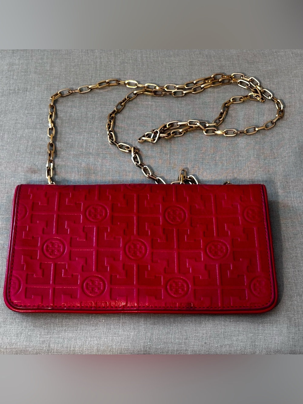 Vintage Tory Burch Monogram Red Crossbody Wallet